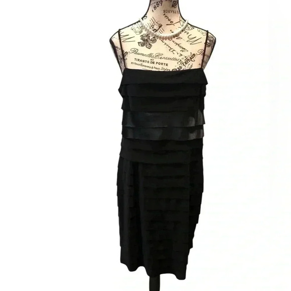 VTG Rena Rowan Size 12 Little Black Dress Cocktail Party Tiered Spaghetti Straps - Picture 1 of 6